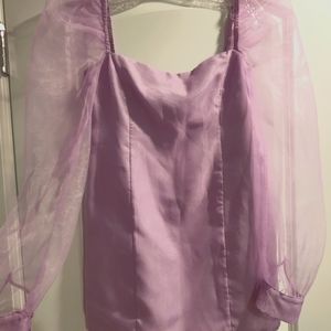 "Lovers and Friends" lavender dress with sheer sleeves